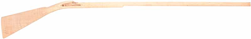 Stock, John Armstrong, pre-inlet,
7/8" octagon, 42" barrel, large Siler lock, fancy maple Stock, John Armstrong, pre-inlet,
7/8" octagon, 42" barrel, large Siler lock, fancy maple